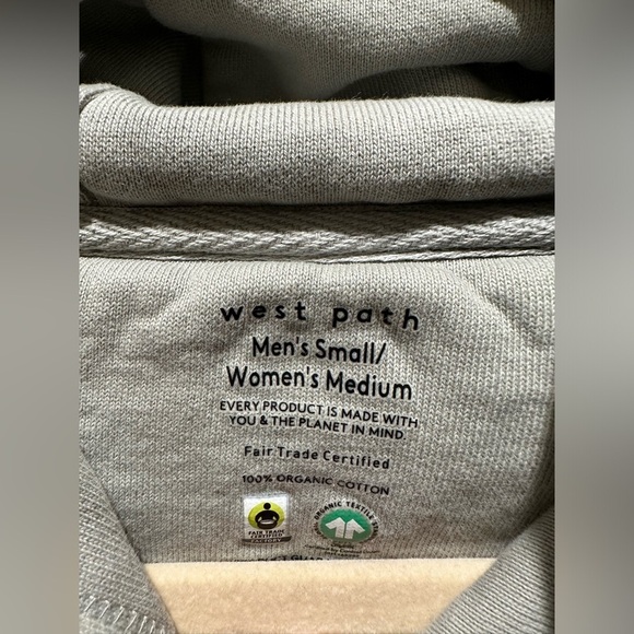 West Path Unisex Organic Cotton Pullover Hoodie Grey , size M Women’s , S Men’s - Picture 6 of 14